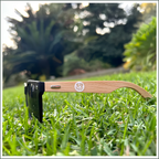 Bamboo-Framed Sunglasses in Cotton Bag