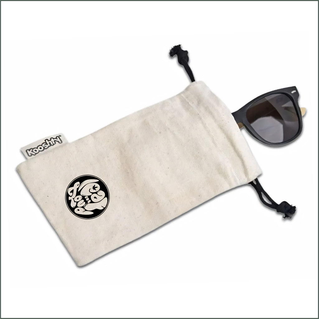 Bamboo-Framed Sunglasses in Cotton Bag