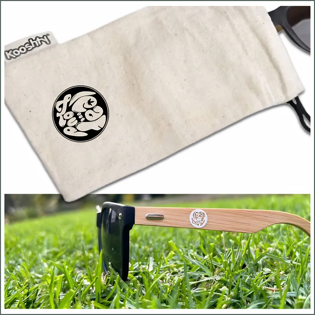 Bamboo-Framed Sunglasses in Cotton Bag