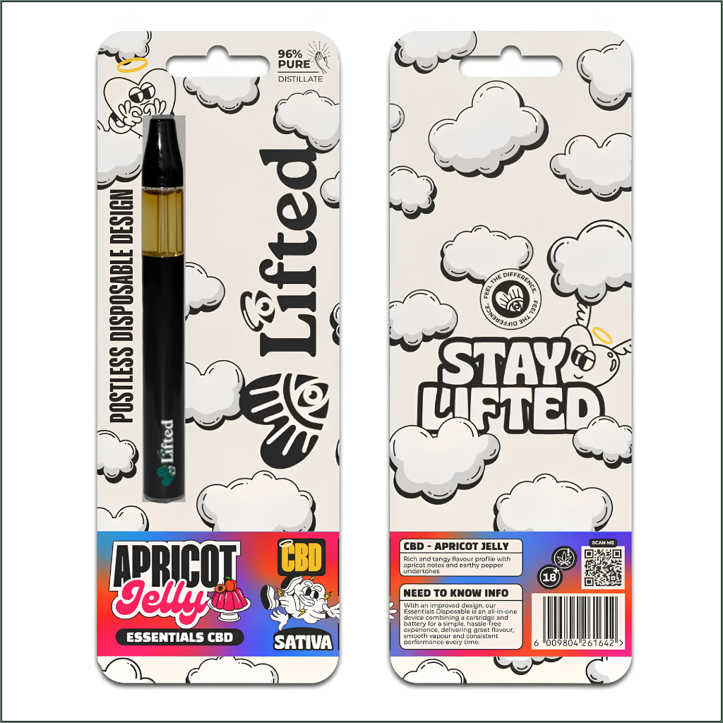 CBD Distillate Disposable Vapes 1ml - Apricot Jelly (Sativa)