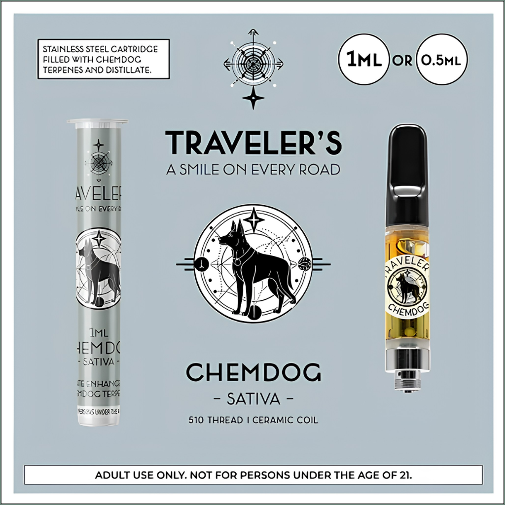 Traveler’s® Classic Vape Cartridges 1ml - Chemdog (Sativa)