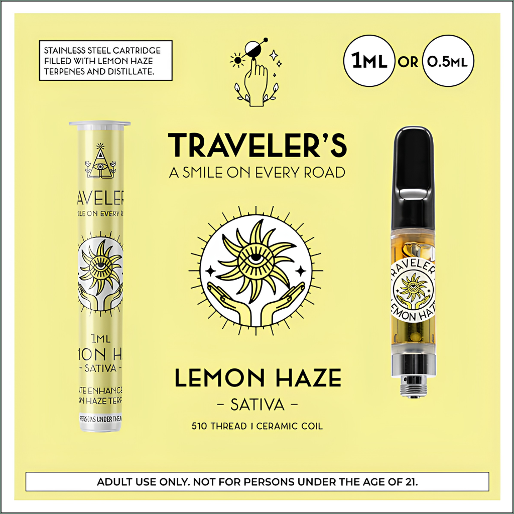 Traveler’s® Classic Vape Cartridges 1ml - Lemon Haze (Sativa)