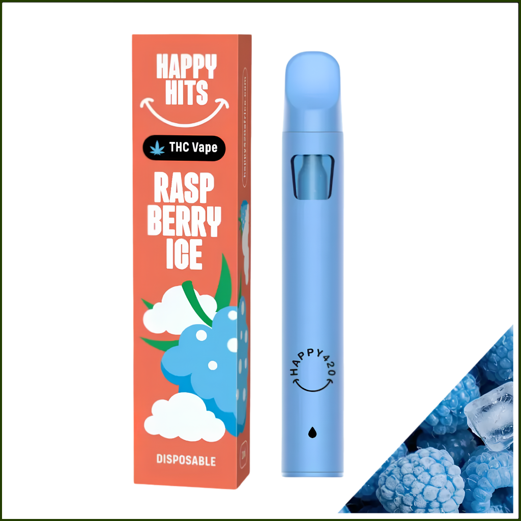 Happy Hits Disposable Vapes 1ml - Raspberry Ice (Hybrid)
