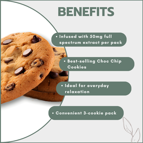 Choc Chip Cookies 3's - 50mg Full Spectrum (20 Packs)