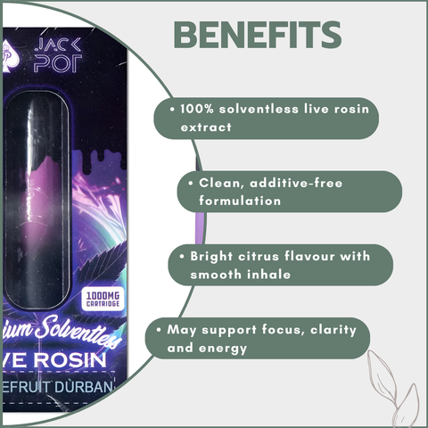 Live Rosin Disposable Vapes 1ml - Grapefruit Durban (Sativa)