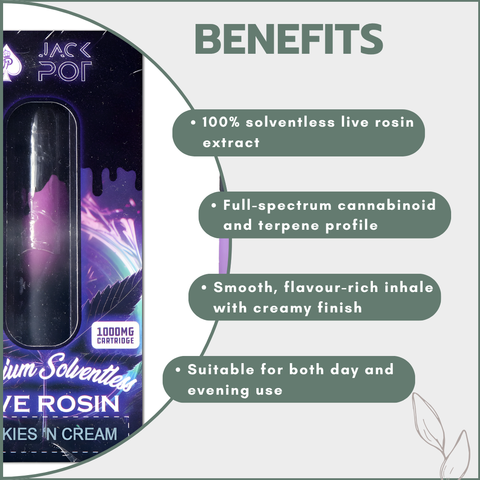 Live Rosin Disposable Vapes 1ml - Cookies 'n Cream (Hybrid)
