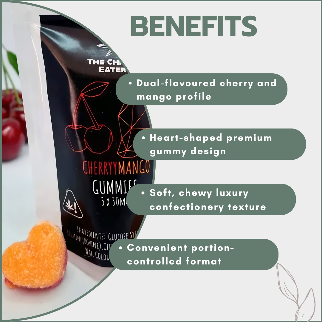Dual-Flavoured Heart-Shaped Gummies - Cherry/Mango 150mg (5x30mg)