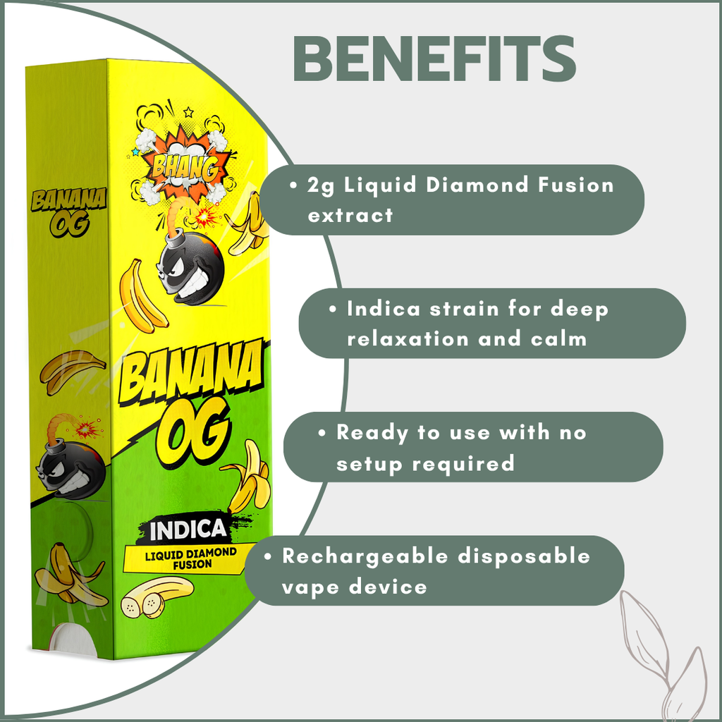 Bhang Bars Liquid Diamond Fusion THC Vapes 2g - Banana OG (Indica)