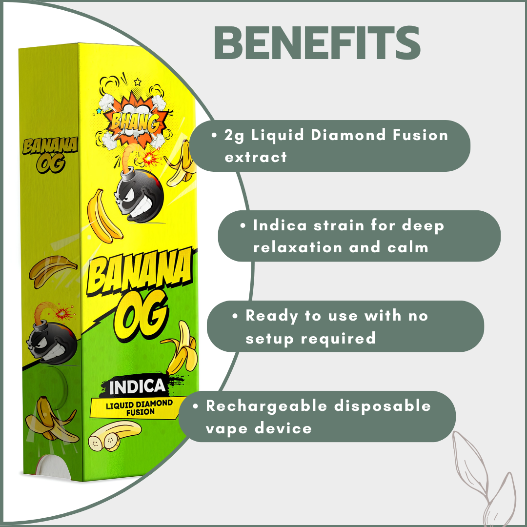 Bhang Bars Liquid Diamond Fusion THC Vapes 2g - Banana OG (Indica)