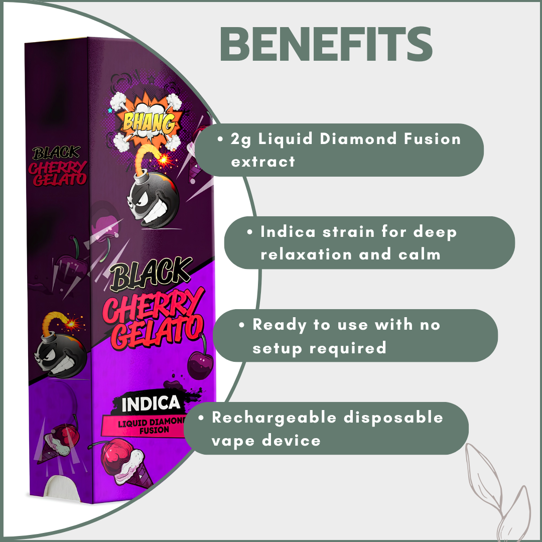 Bhang Bars Liquid Diamond Fusion THC Vapes 2g - Black Cherry Gelato (Indica)