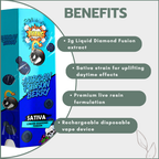 Bhang Bars Liquid Diamond Fusion THC Vapes 2g - Durban Poison Berry (Sativa)