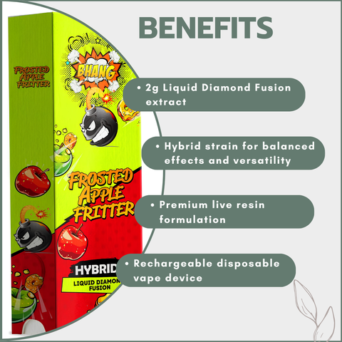 Bhang Bars Liquid Diamond Fusion THC Vapes 2g - Frosted Apple Fritter (Hybrid)