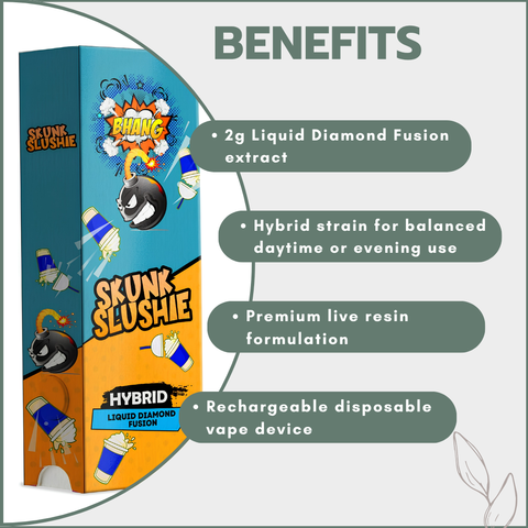 Bhang Bars Liquid Diamond Fusion THC Vapes 2g - Skunk Slushie (Hybrid)