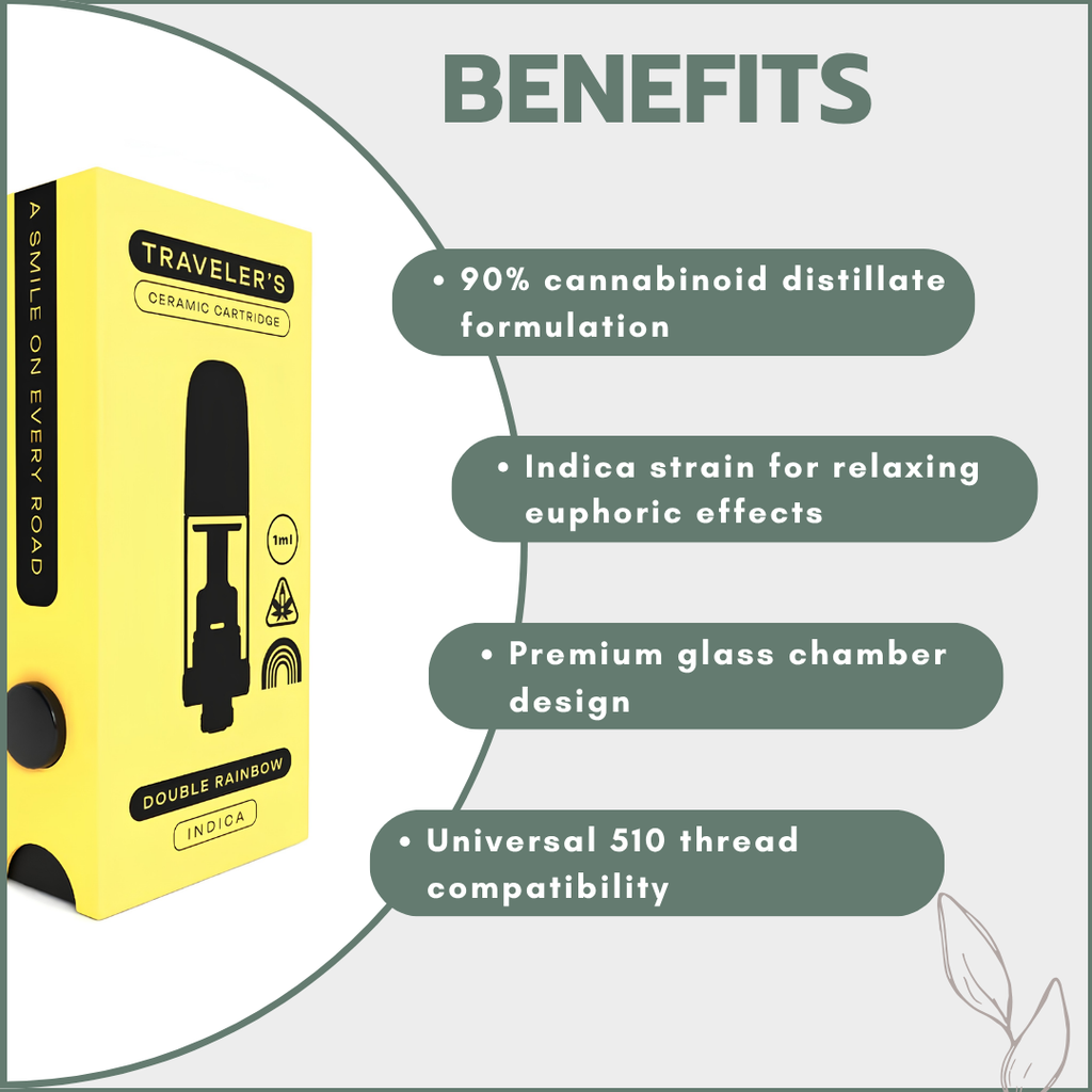 Traveler’s® Ceramic Vape Cartridges 1ml - Double Rainbow (Indica)