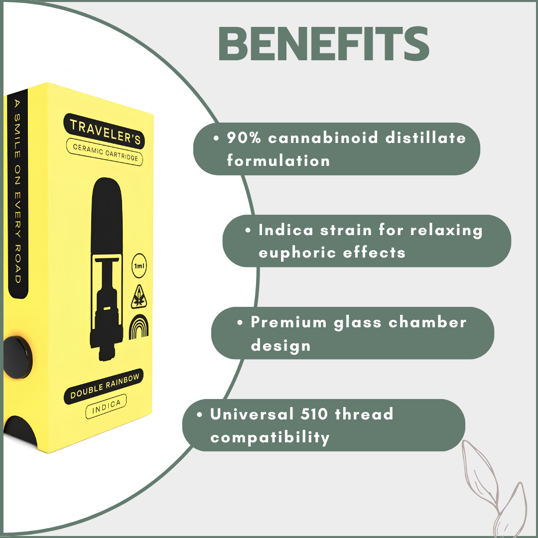 Traveler’s® Ceramic Vape Cartridges 1ml - Double Rainbow (Indica)