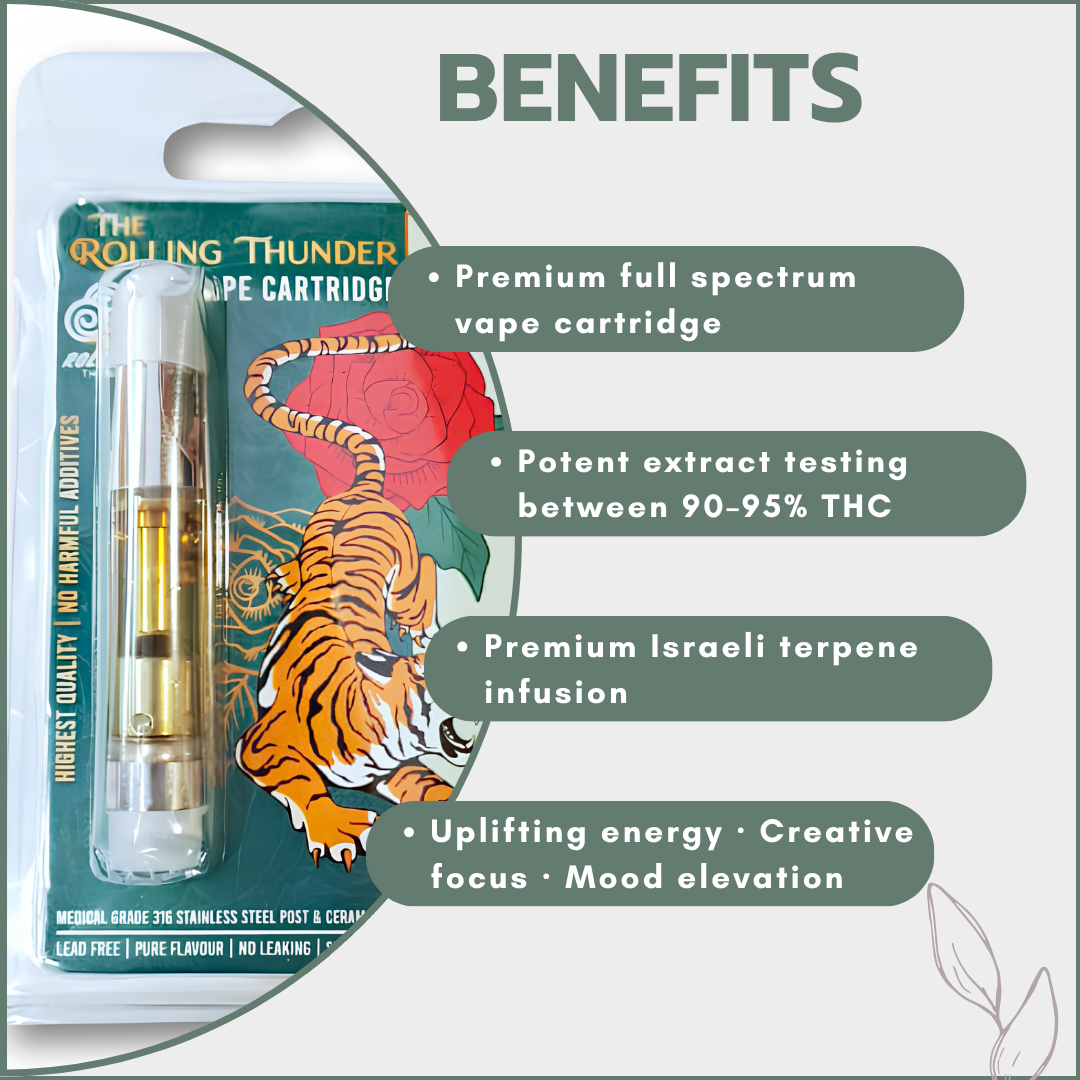 Rolling Thunder Vape Cartridge Full Spectrum - Premium - Amnesia Haze (Sativa)