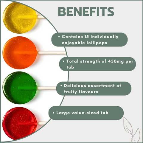 Fruity Lollipops On-The-Go - Full Spectrum Sativa 450mg (15x30mg) - Large Tub