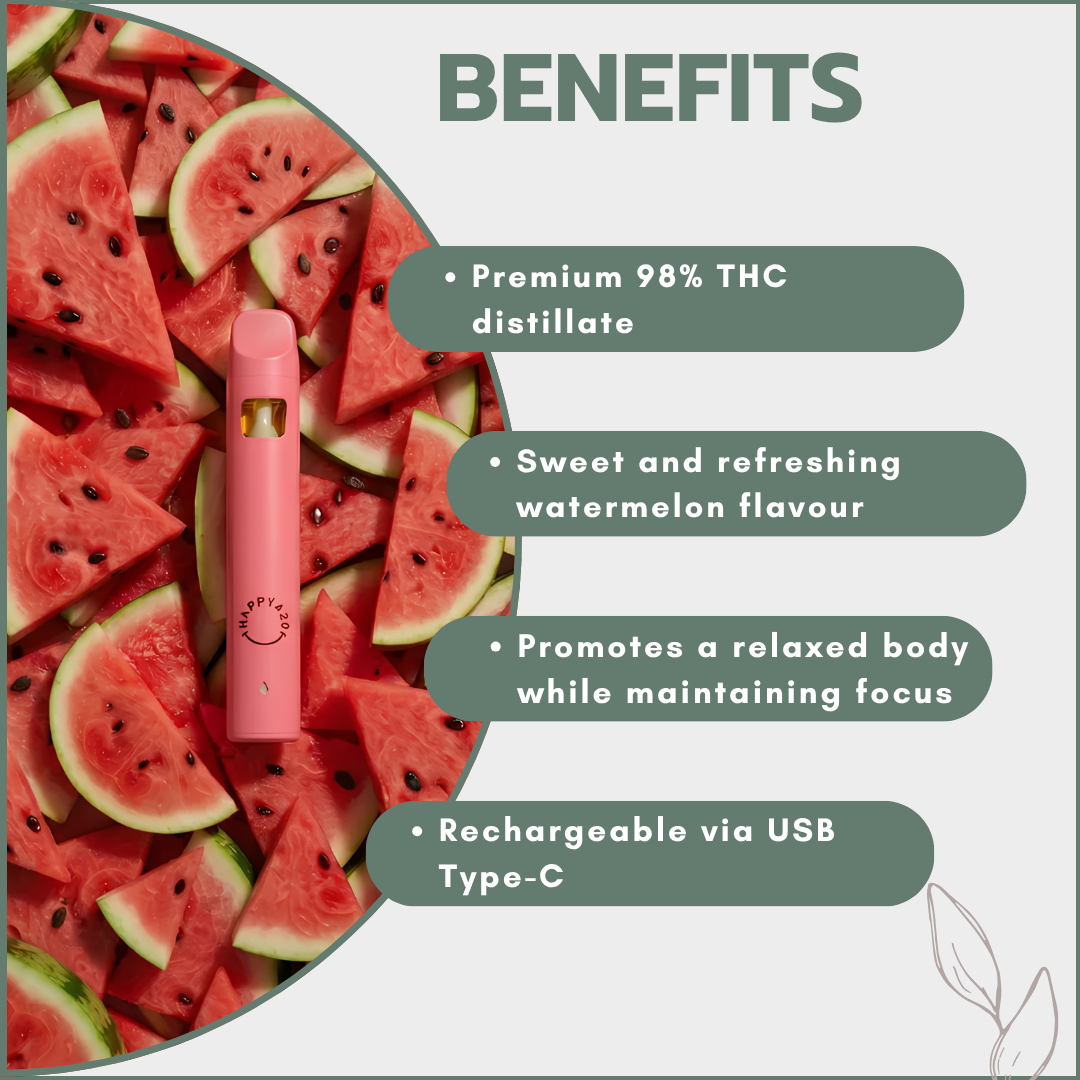 Happy Hits Disposable Vapes 1ml - Watermelon (Hybrid)