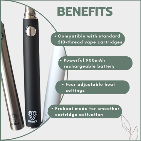 Awaken® Vape Battery Pen 900mAh - Matt White