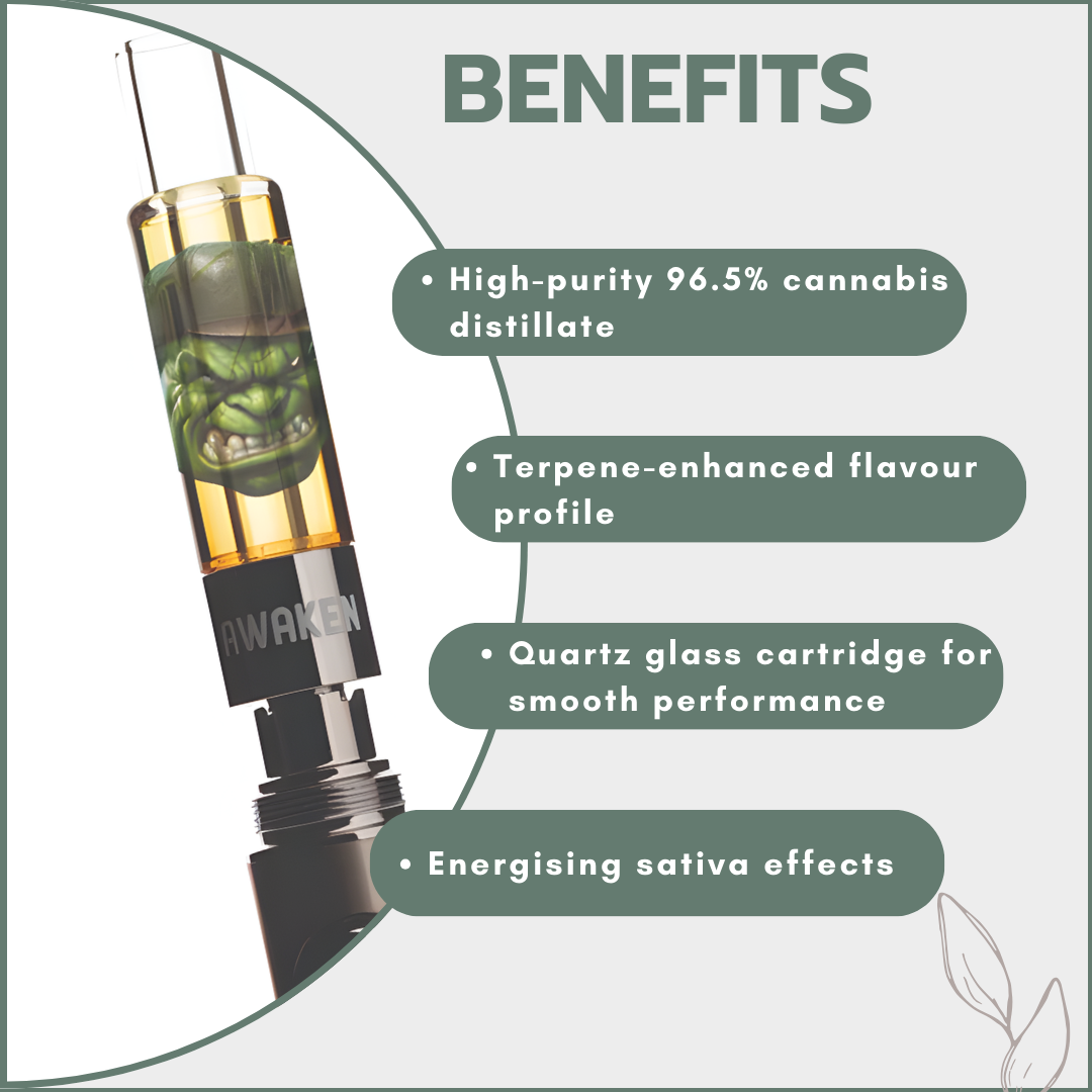 Awaken® Vape Blaster Cartridges 1ml - Green Crack #2 (Sativa)