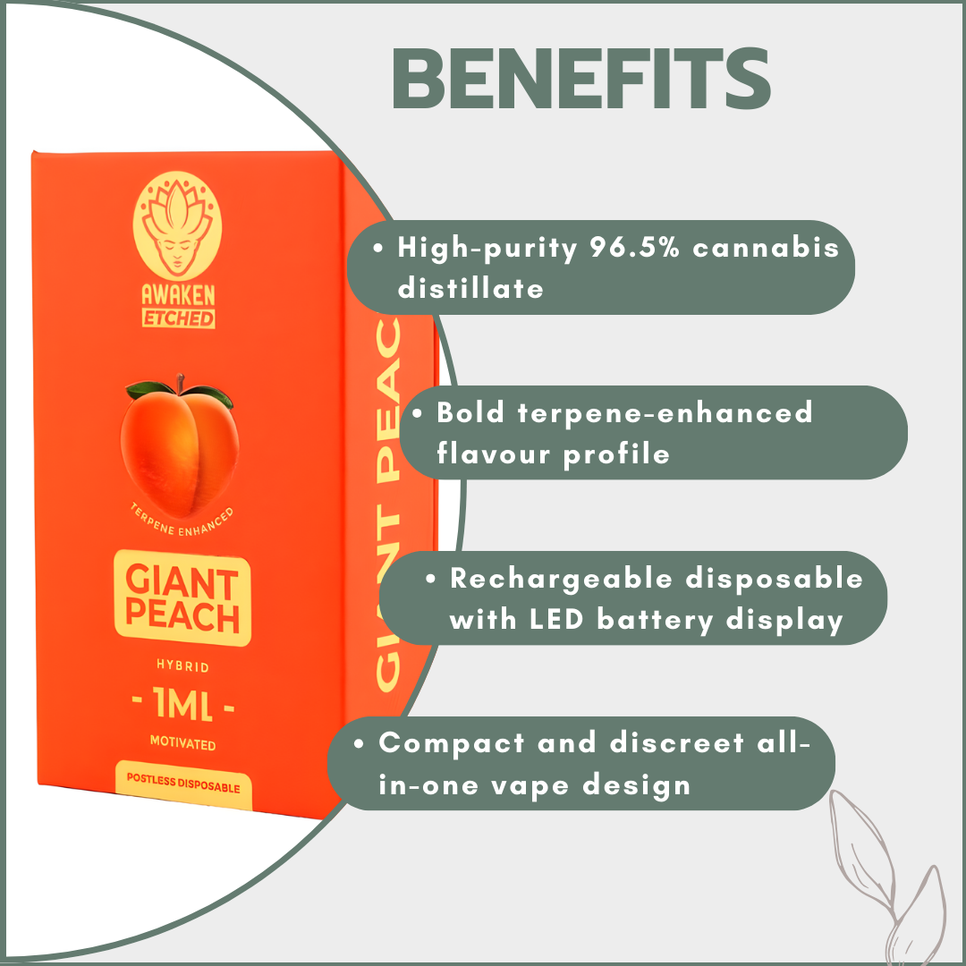 Awaken® Etched Disposable Vape 1ml - Giant Peach (Hybrid)