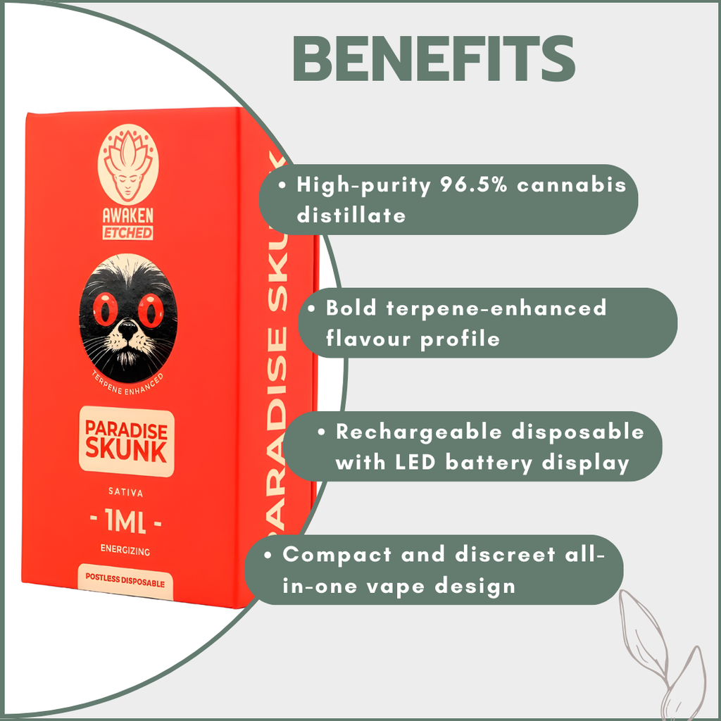 Awaken® Etched Disposable Vape 1ml - Paradise Skunk (Sativa)