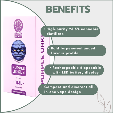 Awaken® Etched Disposable Vape 1ml - Purple Urkle (Indica)
