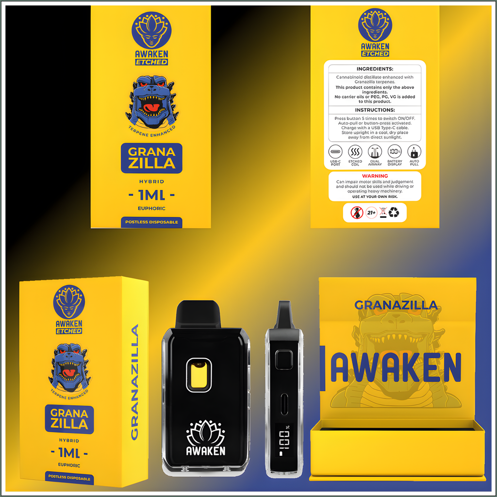 Awaken® Etched Disposable Vape 1ml - Granazilla (Hybrid)