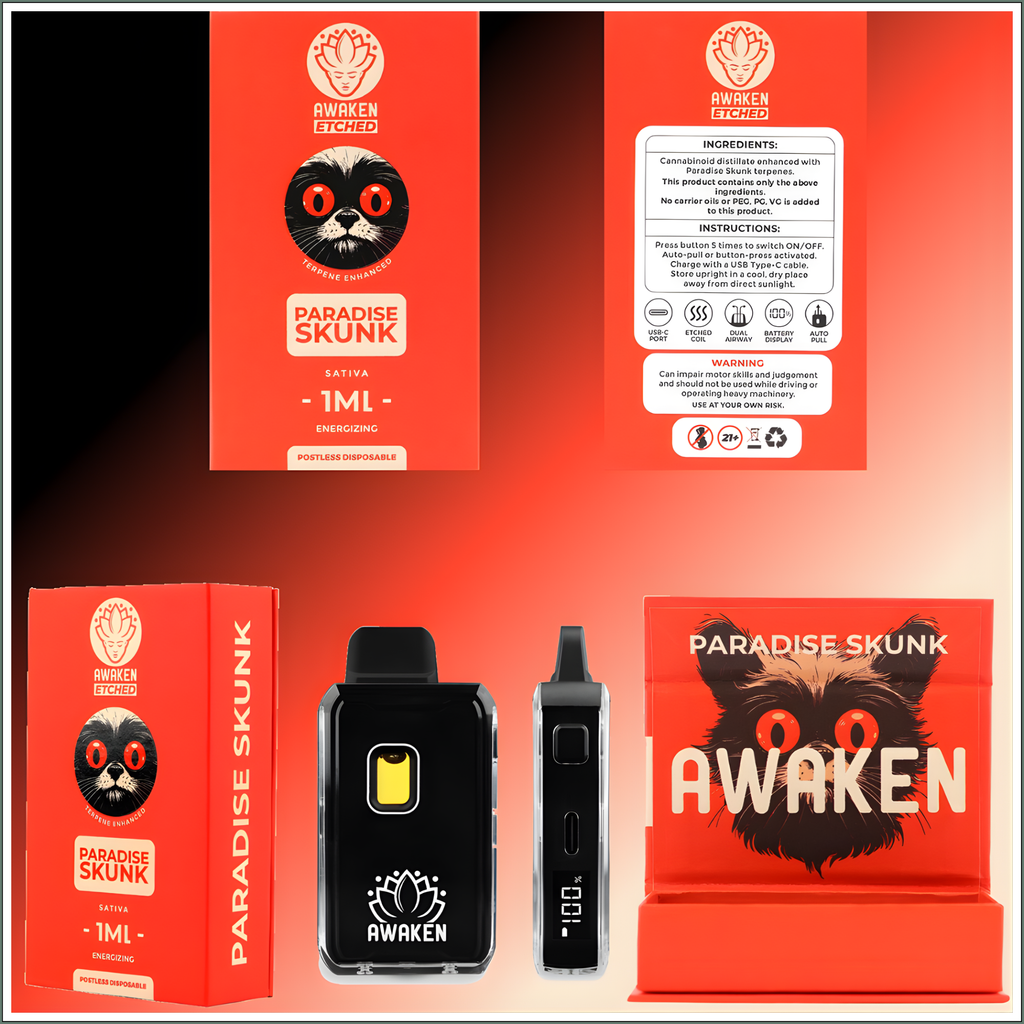 Awaken® Etched Disposable Vape 1ml - Paradise Skunk (Sativa)