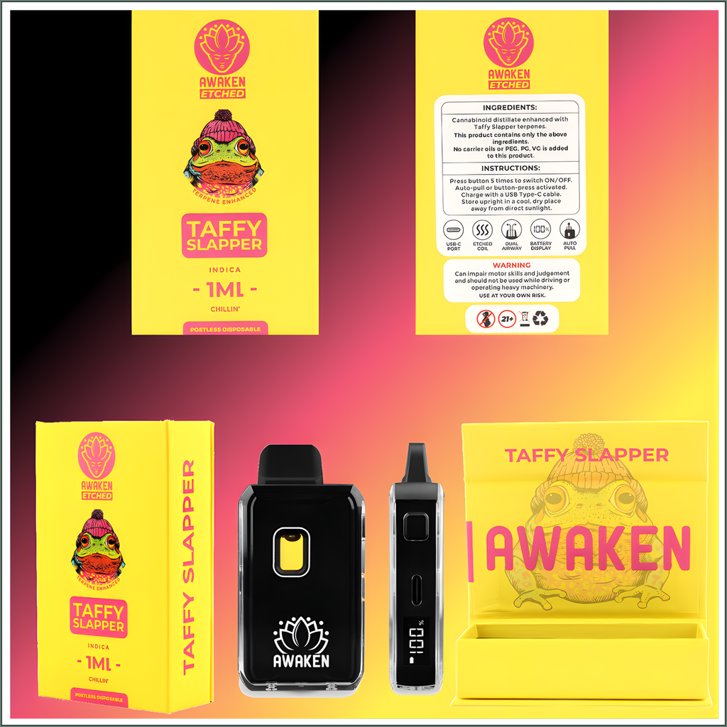 Awaken® Etched Disposable Vape 1ml - Taffy Slapper (Indica)