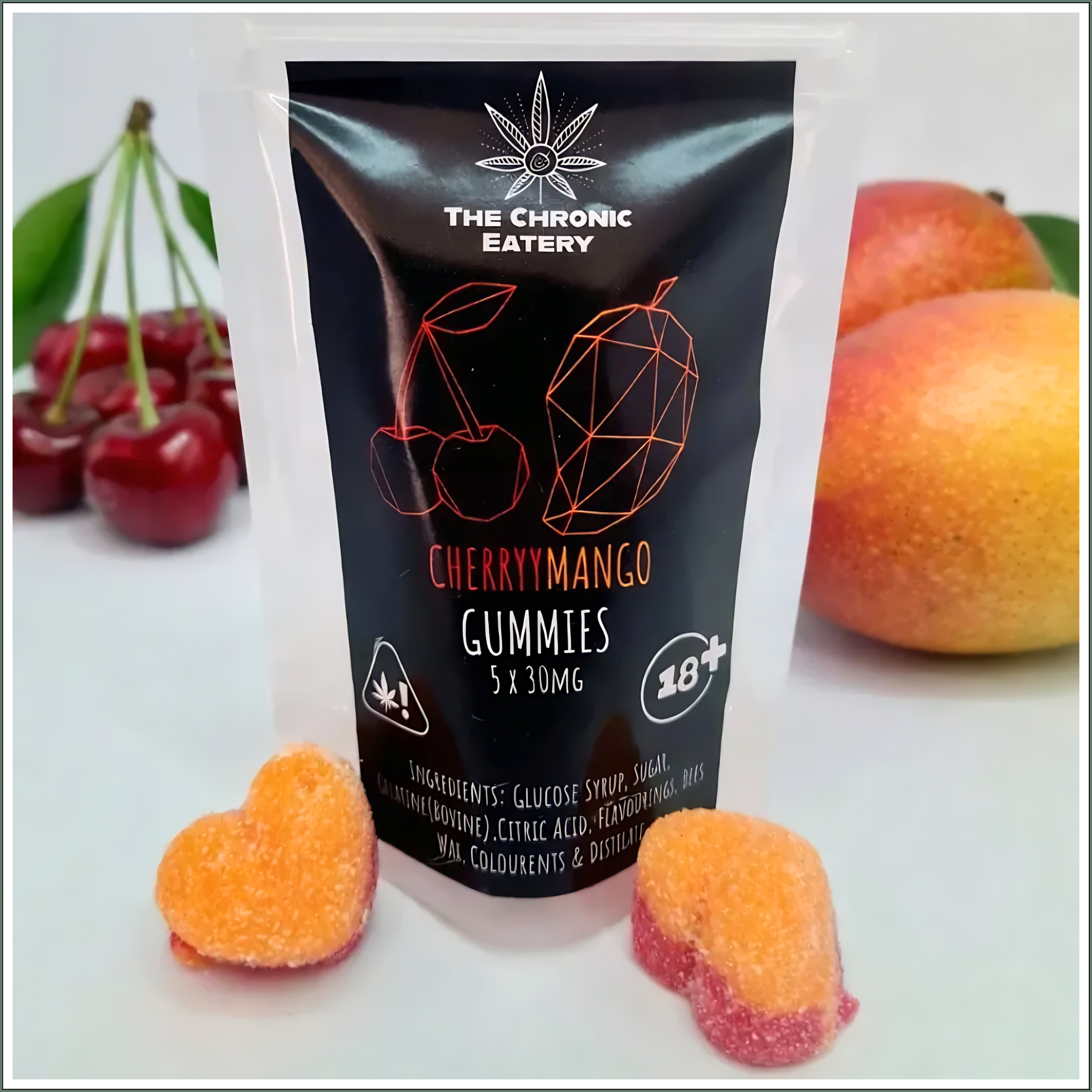 Dual-Flavoured Heart-Shaped Gummies - Cherry/Mango 150mg (5x30mg)