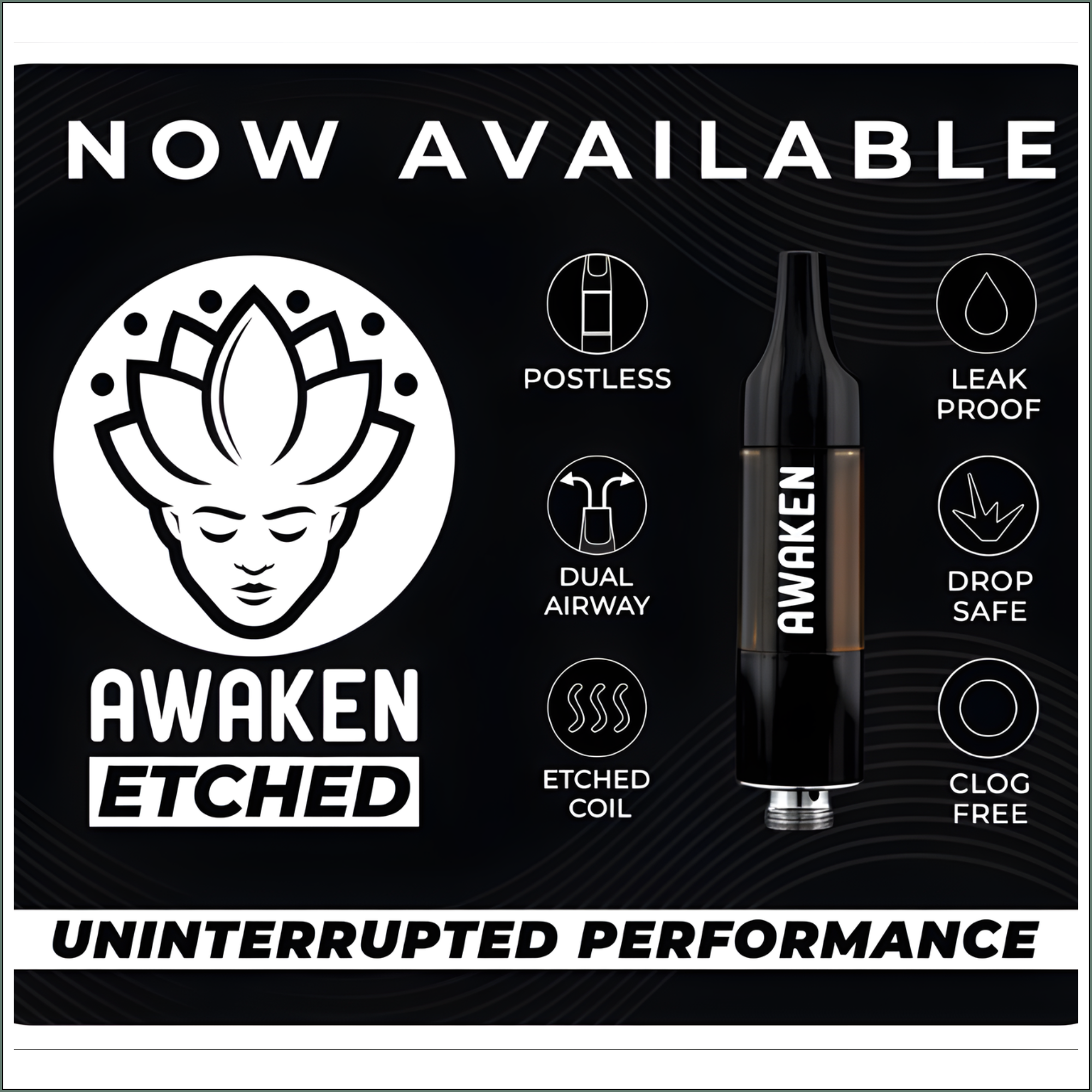 Awaken® Vape Etched Cartridges 1ml - Super Sativa (Sativa)
