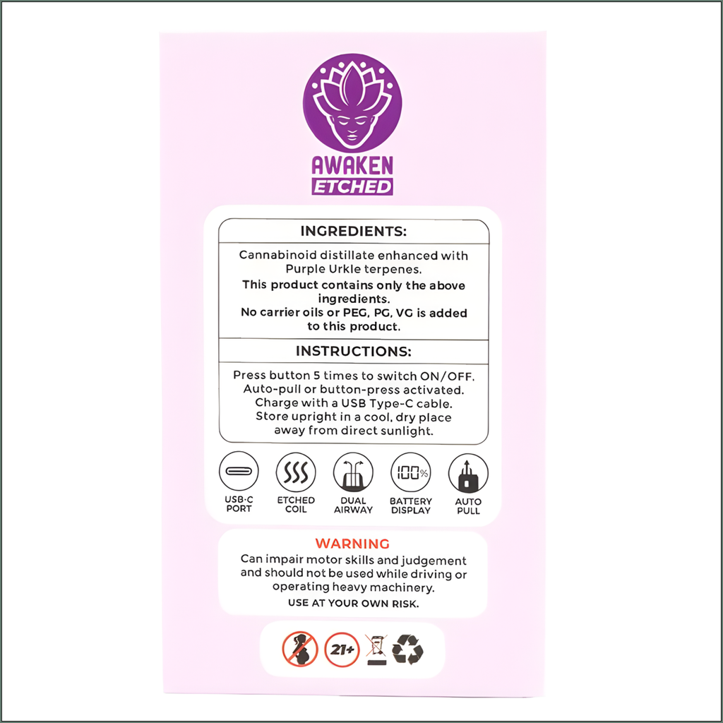Awaken® Etched Disposable Vape 1ml - Purple Urkle (Indica)
