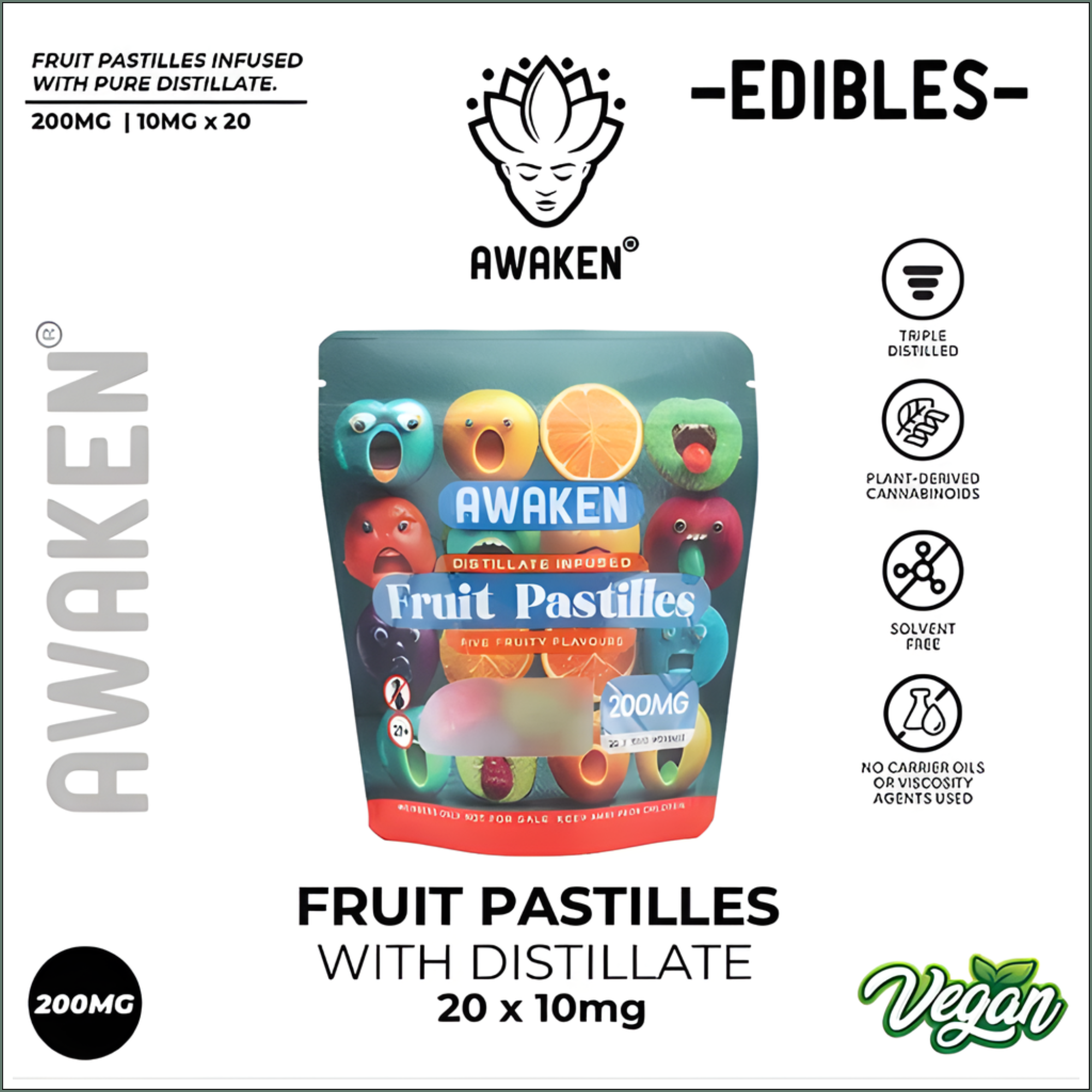 Awaken® Fruit Pastilles 200mg (20x10mg)