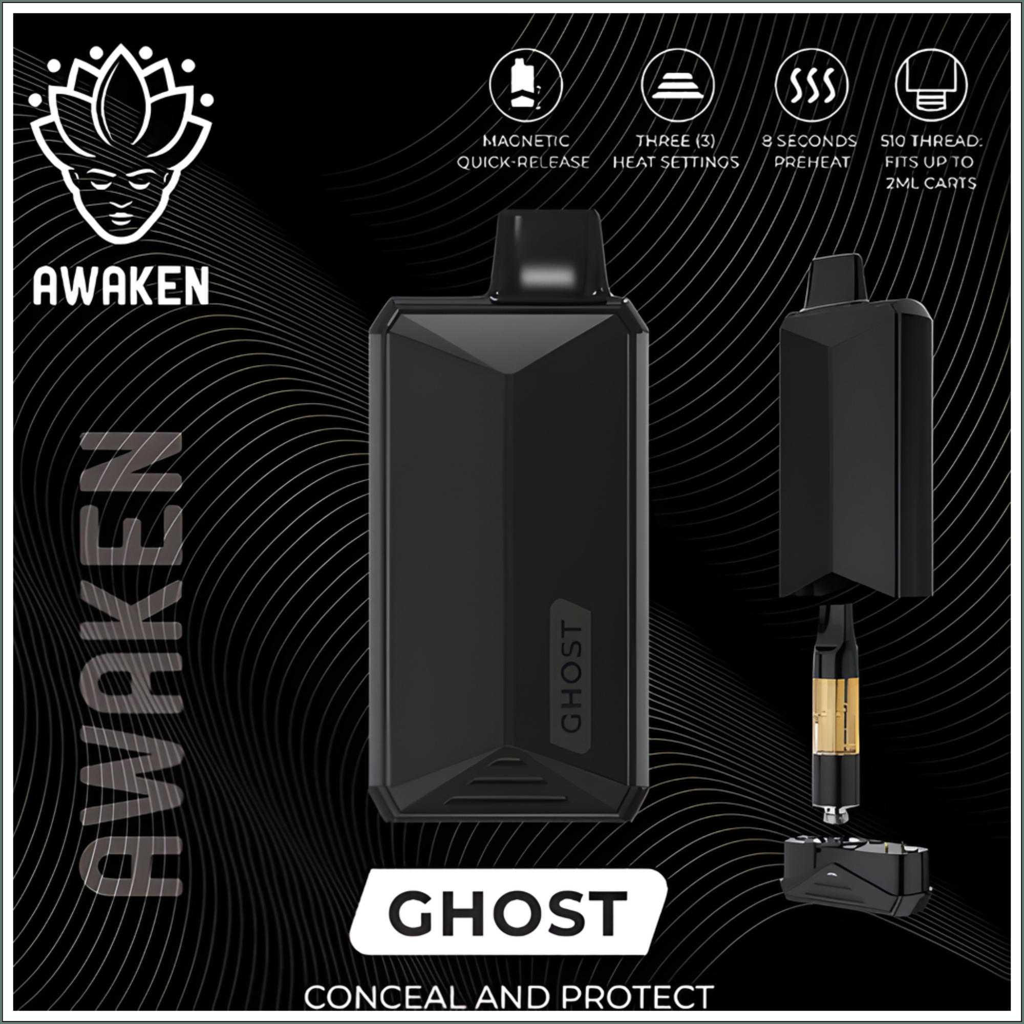 Awaken® Ghost Rechargeable Vape Battery 650mAh