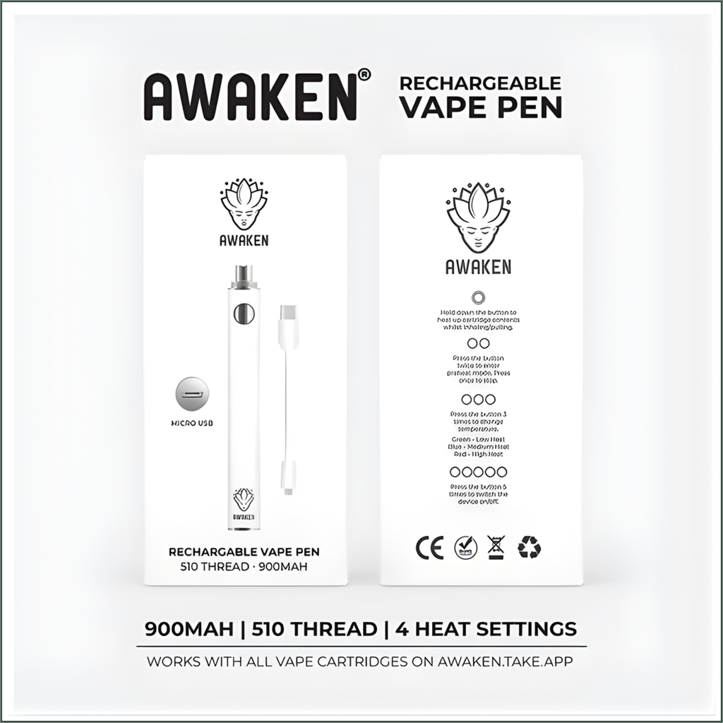 Awaken® Vape Battery Pen 900mAh - Matt White