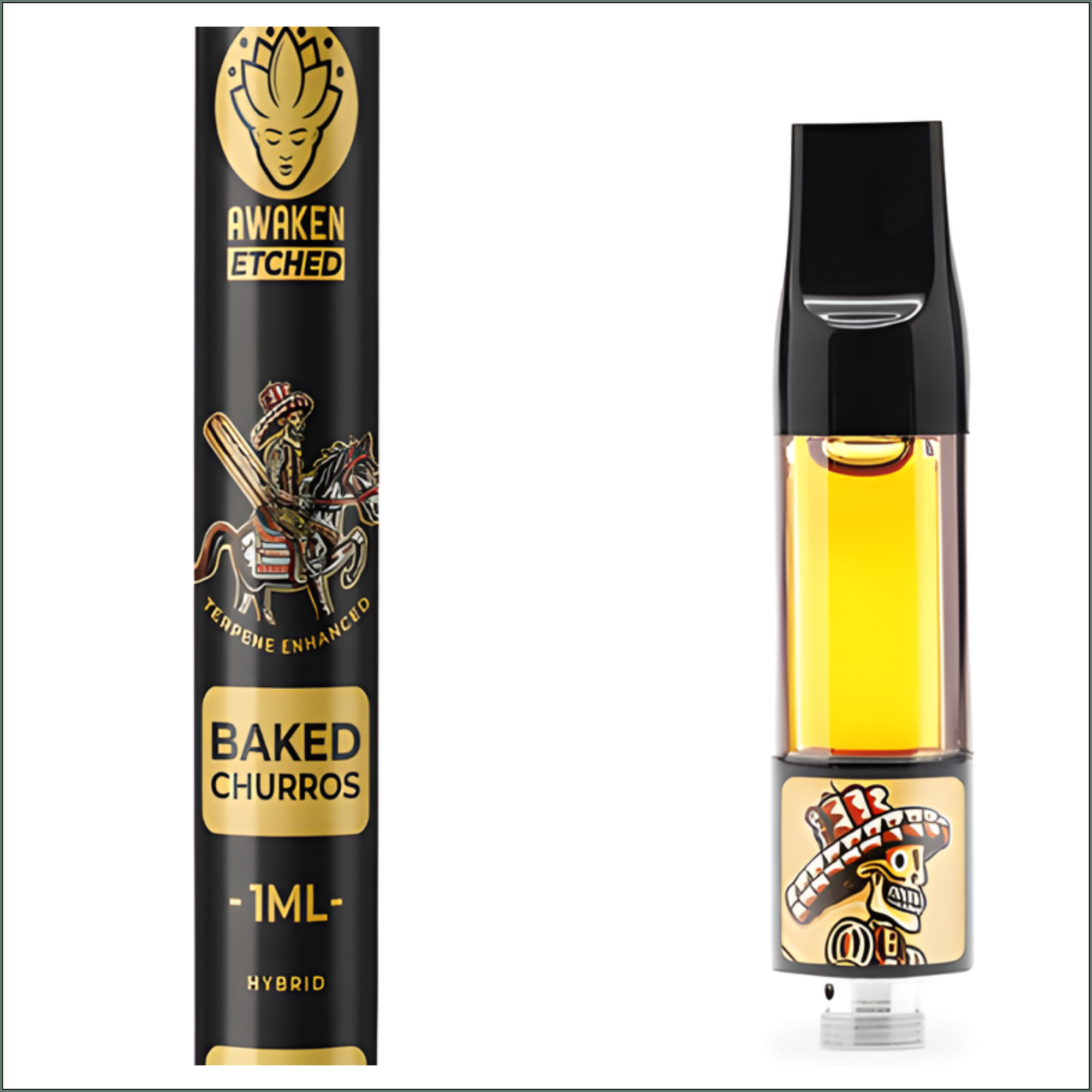 Awaken® Vape Etched Cartridges 1ml - Baked Churros (Hybrid)