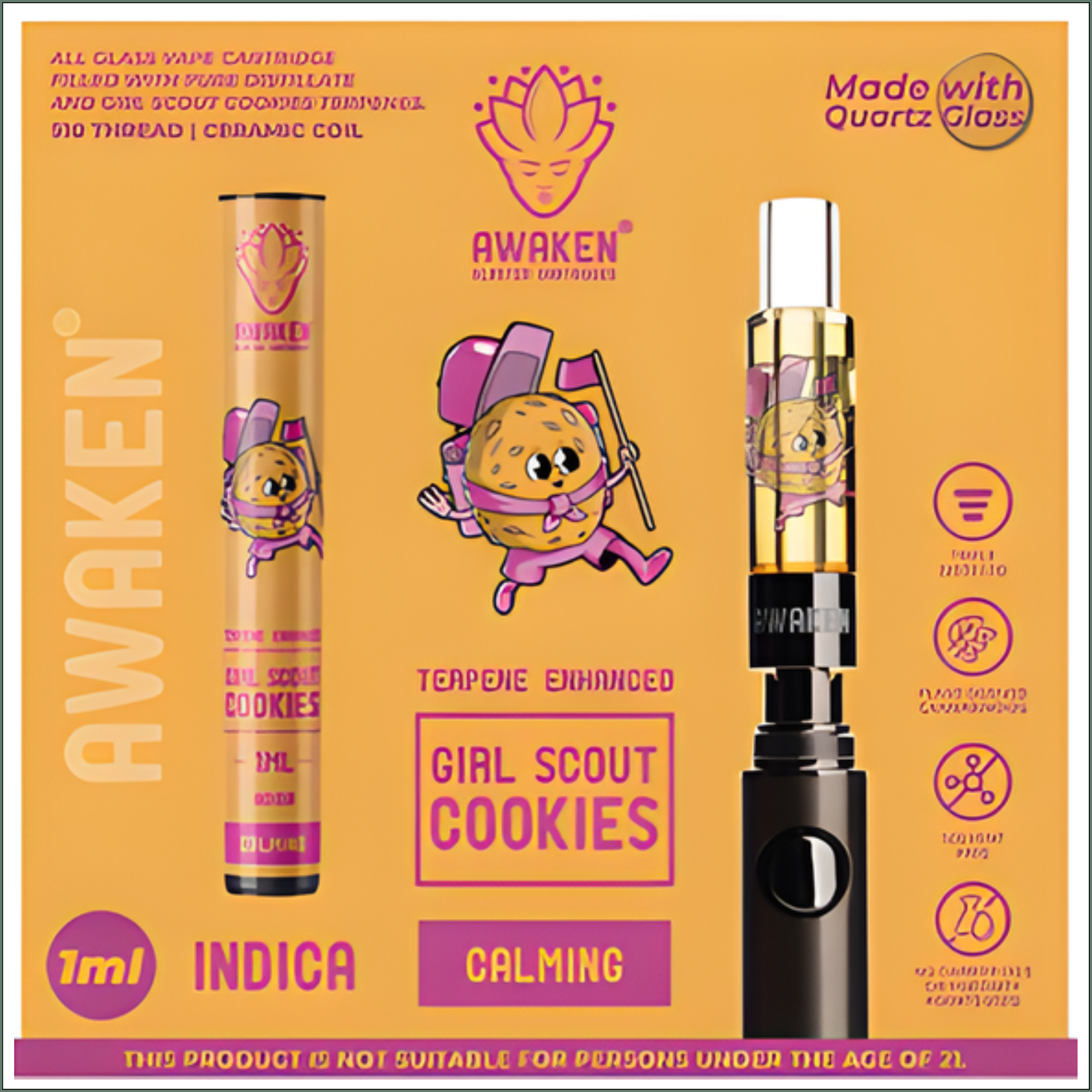 Awaken® Vape Blaster Cartridges 1ml - Girl Scout Cookies (Indica)